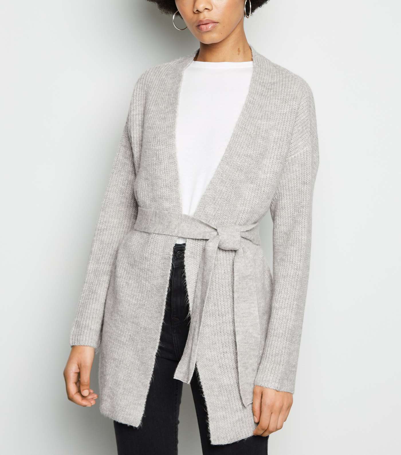 Pale Grey Belted Cardigan