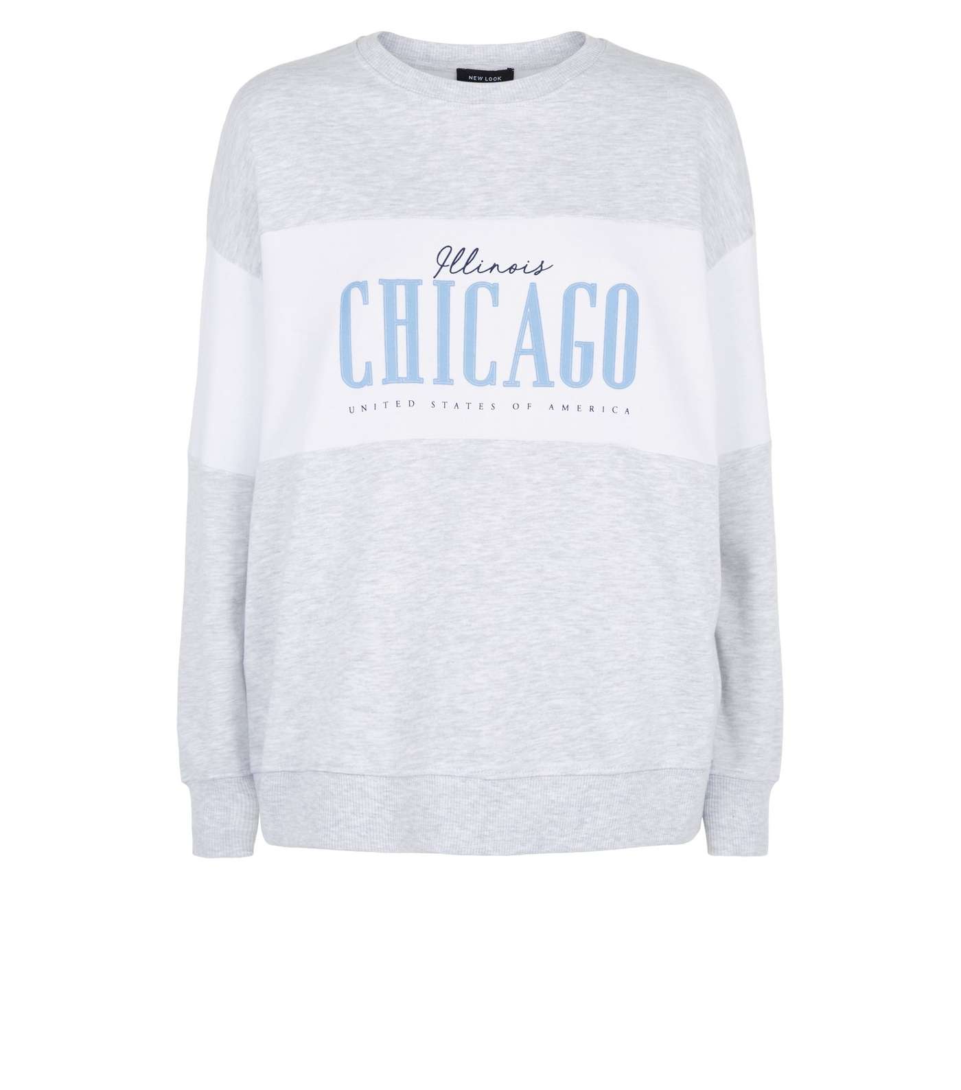 Grey Colour Block Chicago Slogan Sweatshirt Image 4