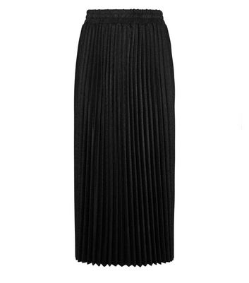 Black glitter pleated midi skirt sale