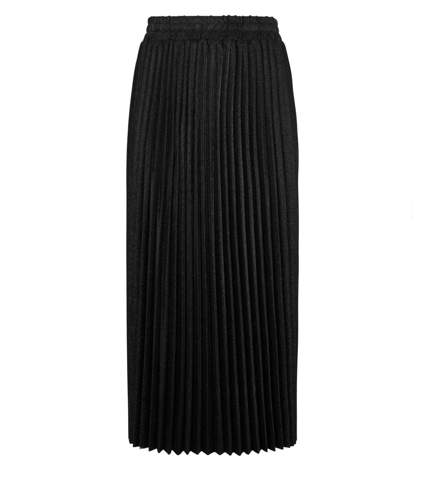 Black Glitter Pleated Midi Skirt Image 4