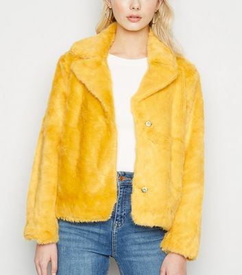 Topshop yellow hot sale fur coat