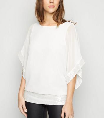 cream chiffon top