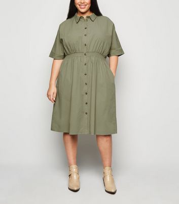 new look green shirt dress