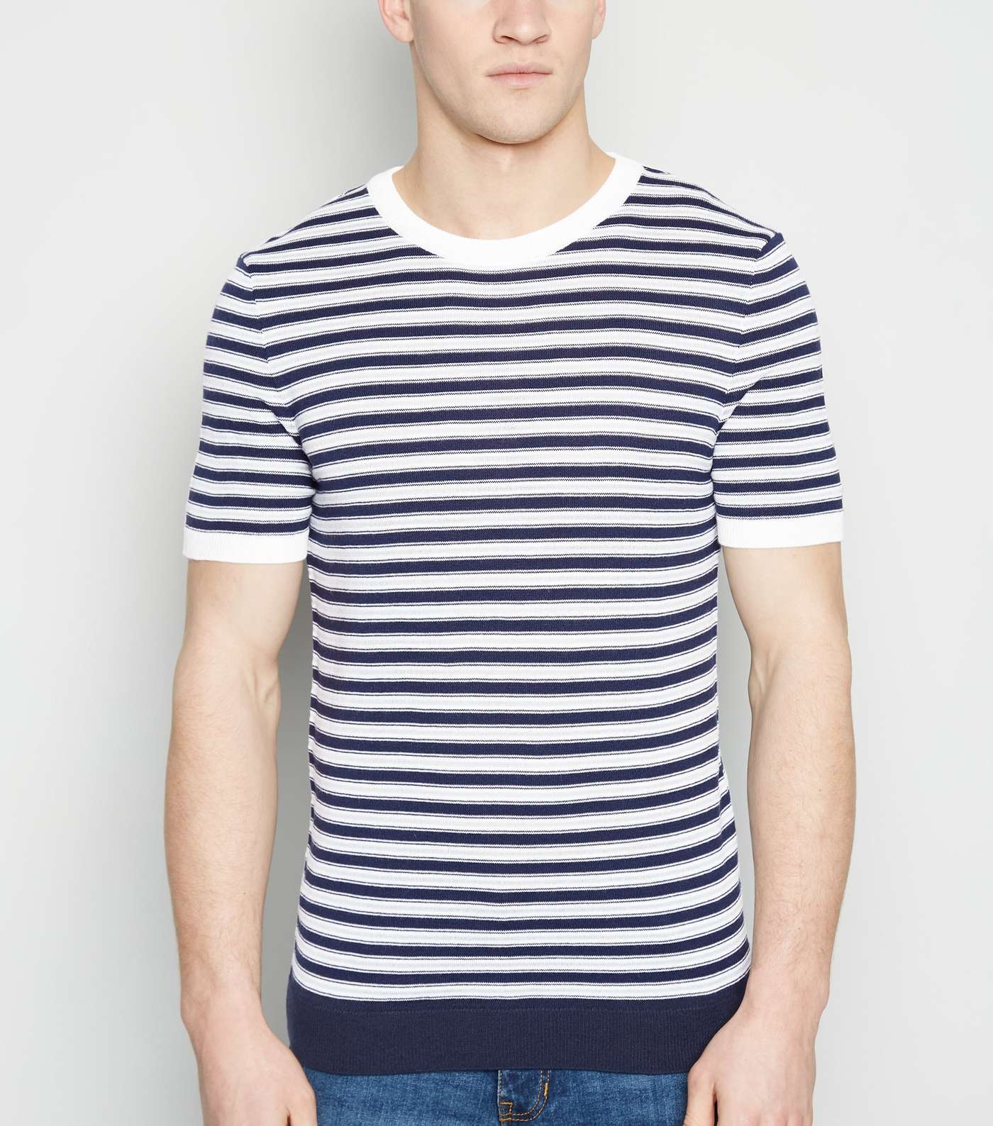 Blue Stripe Knit T-Shirt