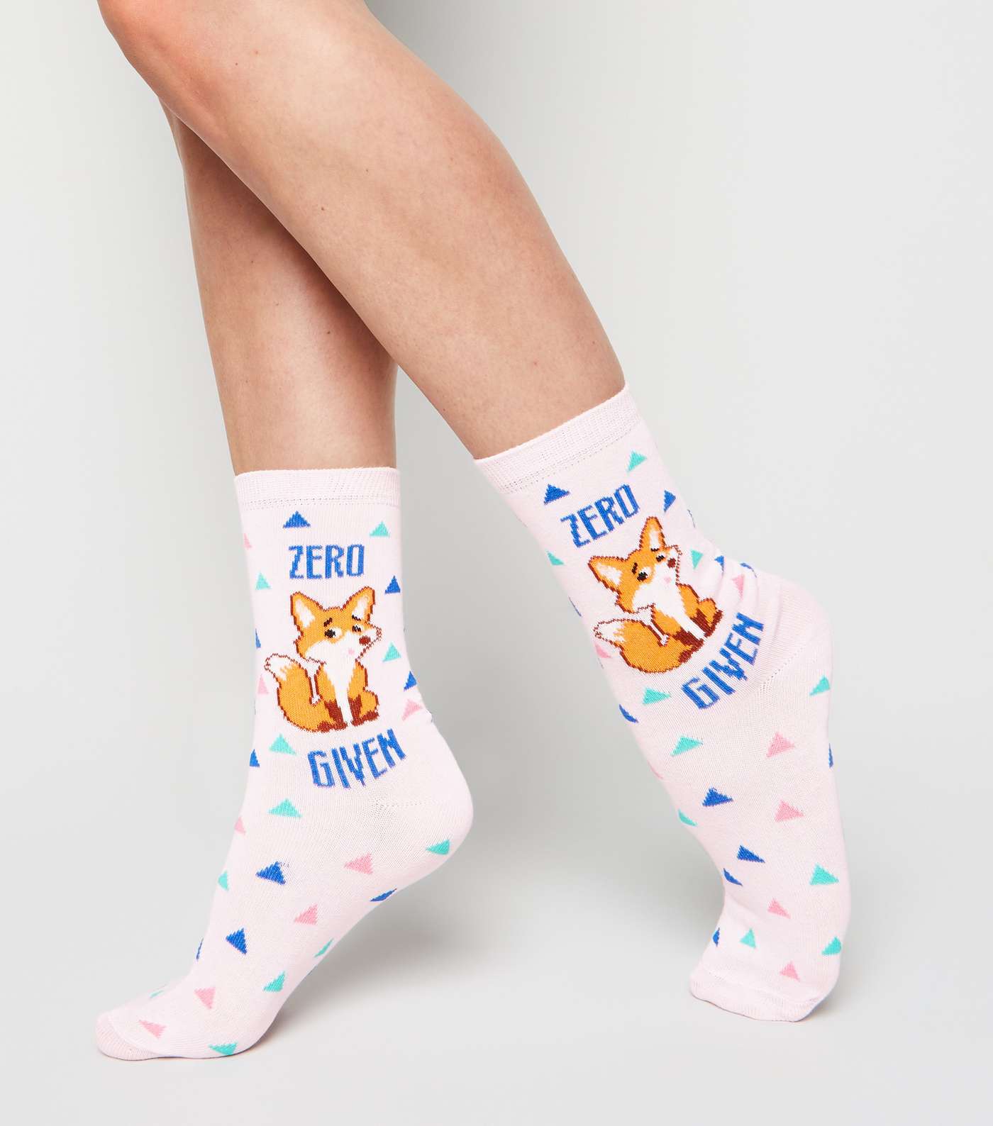 Pink Zero Fox Slogan Socks Image 2