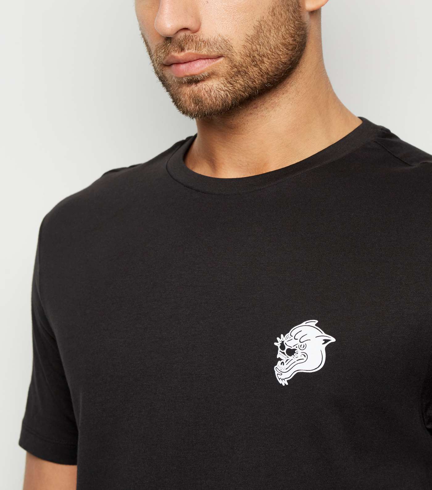 Black Printed Panther Short Sleeve T-Shirt Image 5