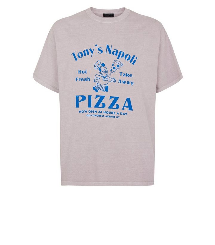 Fliederfarbenes T Shirt Mit Napoli Pizza Slogan New Look