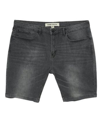 black stretch denim shorts