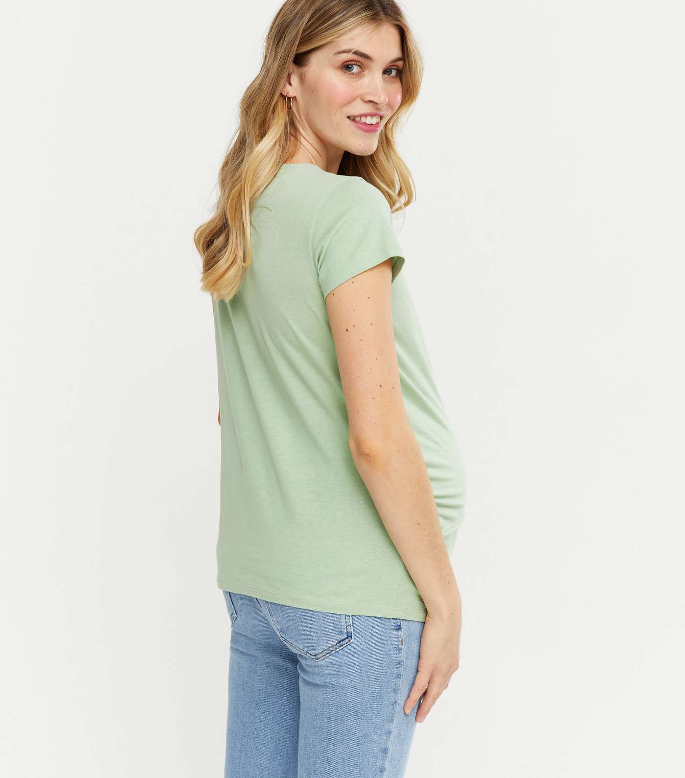 Maternity Light Green Short Sleeve T-Shirt Image 3