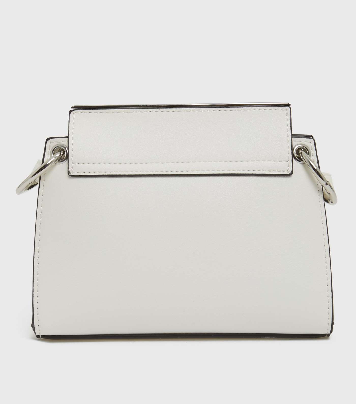 White Leather-Look Trapeze Chain Shoulder Bag Image 4