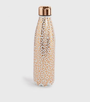 Pink Leopard Print Water Bottle by Rose Gold