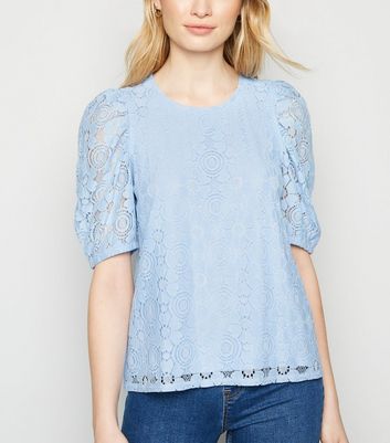 Baby blue shop lace top