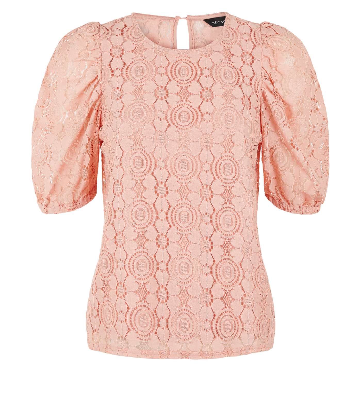 Mid Pink Lace Puff Sleeve T-Shirt Image 4