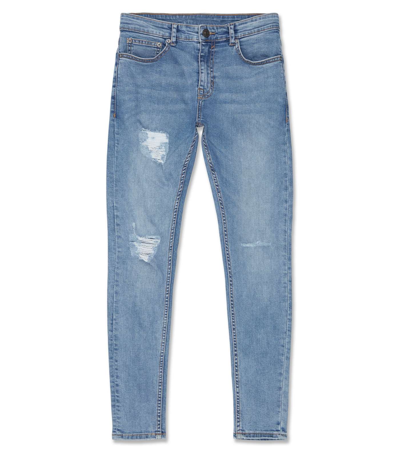 Pale Blue Ripped Spray On Jeans Image 4