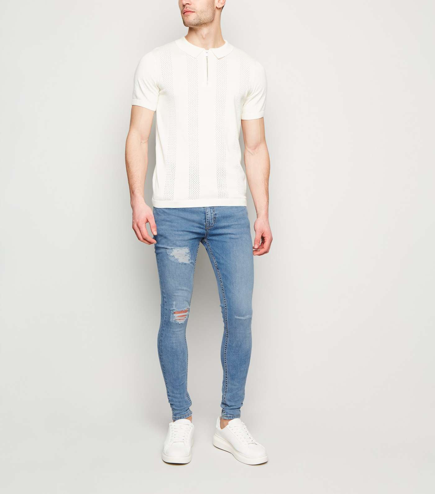 Pale Blue Ripped Spray On Jeans Image 2