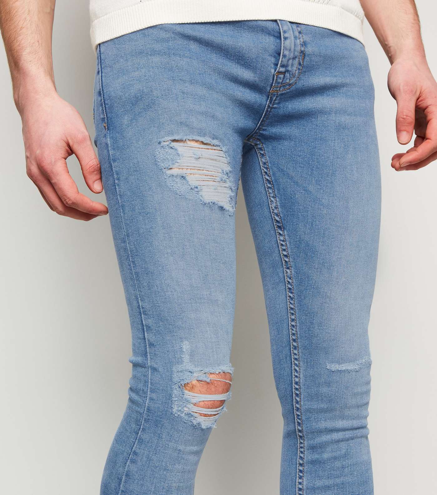 Pale Blue Ripped Spray On Jeans Image 6
