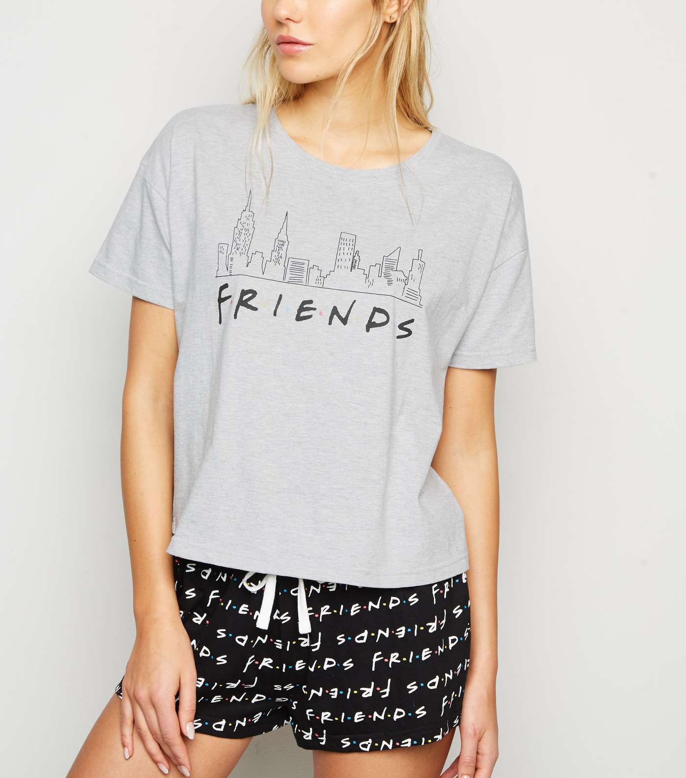 Light Grey Friends Skyline Logo Pyjama Set 