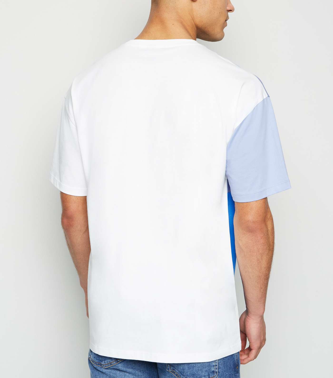 Pale Blue Colour Block T-Shirt Image 3