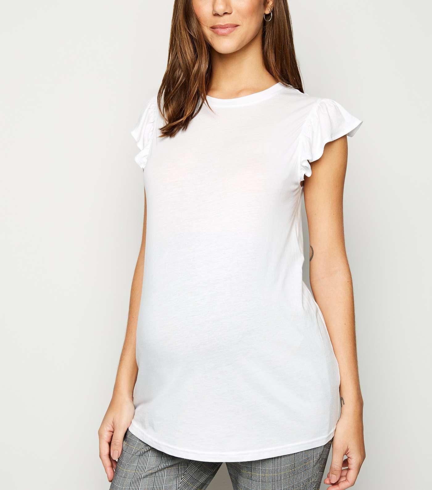 Maternity White Frill Sleeve Top
