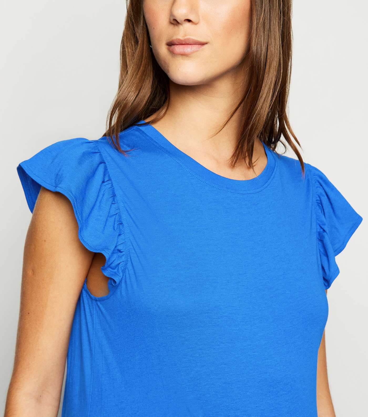 Maternity Bright Blue Frill Sleeve Top Image 5