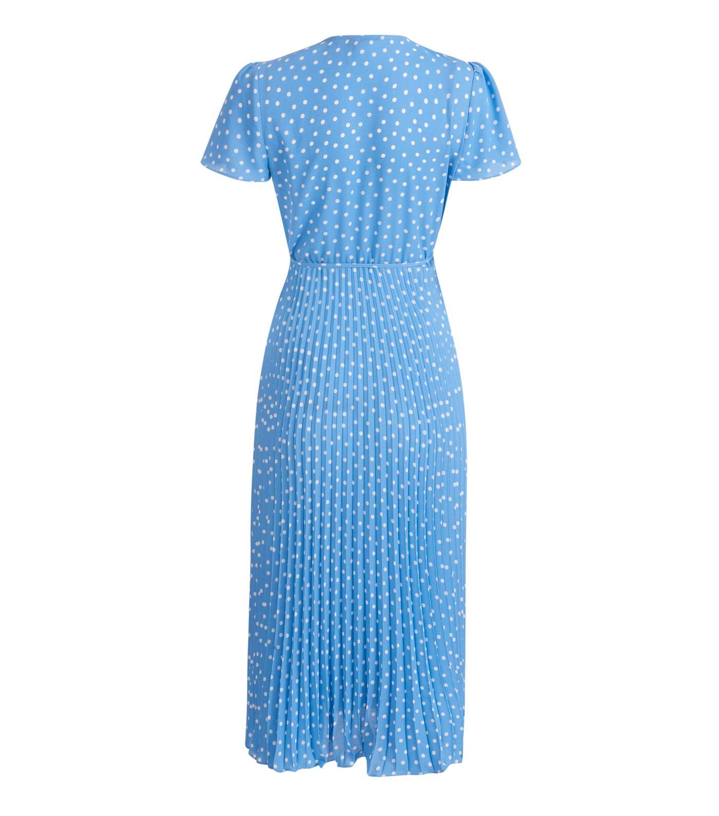 Maternity Blue Spot Pleated Wrap Midi Dress Image 2