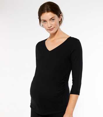 Maternity Black Jersey 3/4 Sleeve T-Shirt