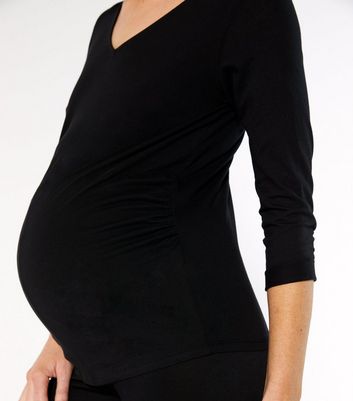 Damen Bekleidung Maternity Black Jersey 3/4 Sleeve T-Shirt