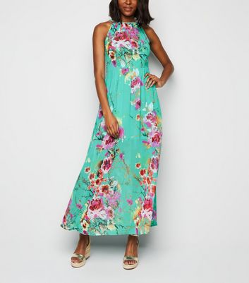 blue and green maxi dress