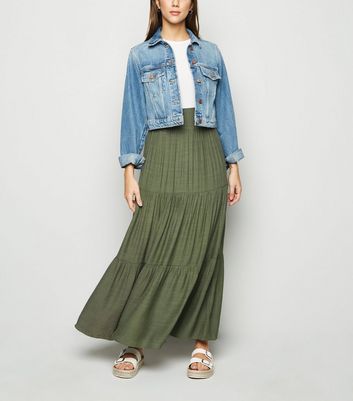 khaki maxi skirt