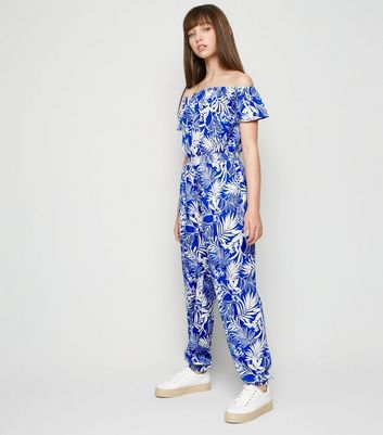 blue tropical jumpsuit