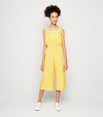yellow floral jumpsuit