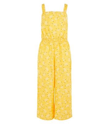 yellow jumpsuit with flowers