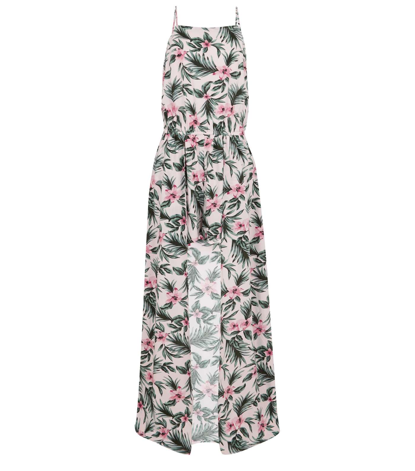 Girls Pink Tropical Print High Neck Dress Image 4
