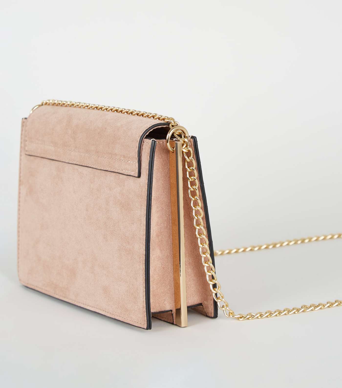 Pale Pink Suedette Chain Shoulder Bag Image 3