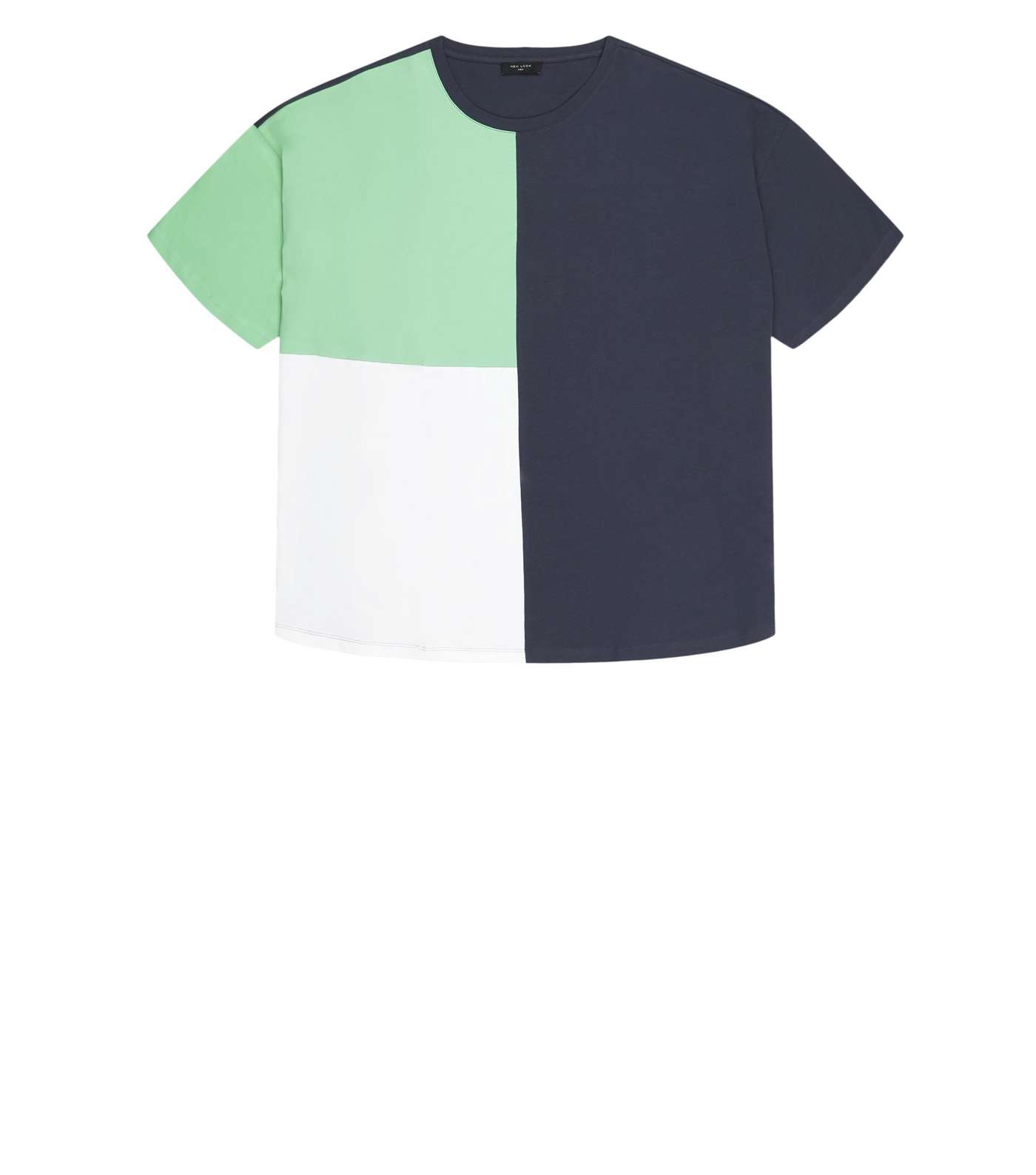 Plus Size Navy Colour Block Oversized T-Shirt Image 4