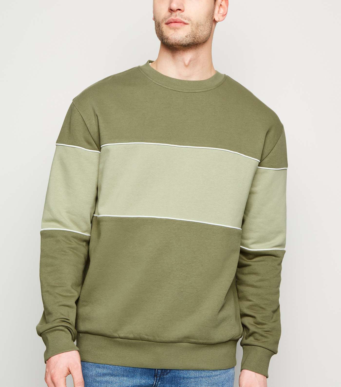 Olive Colour Block Sweatshirt