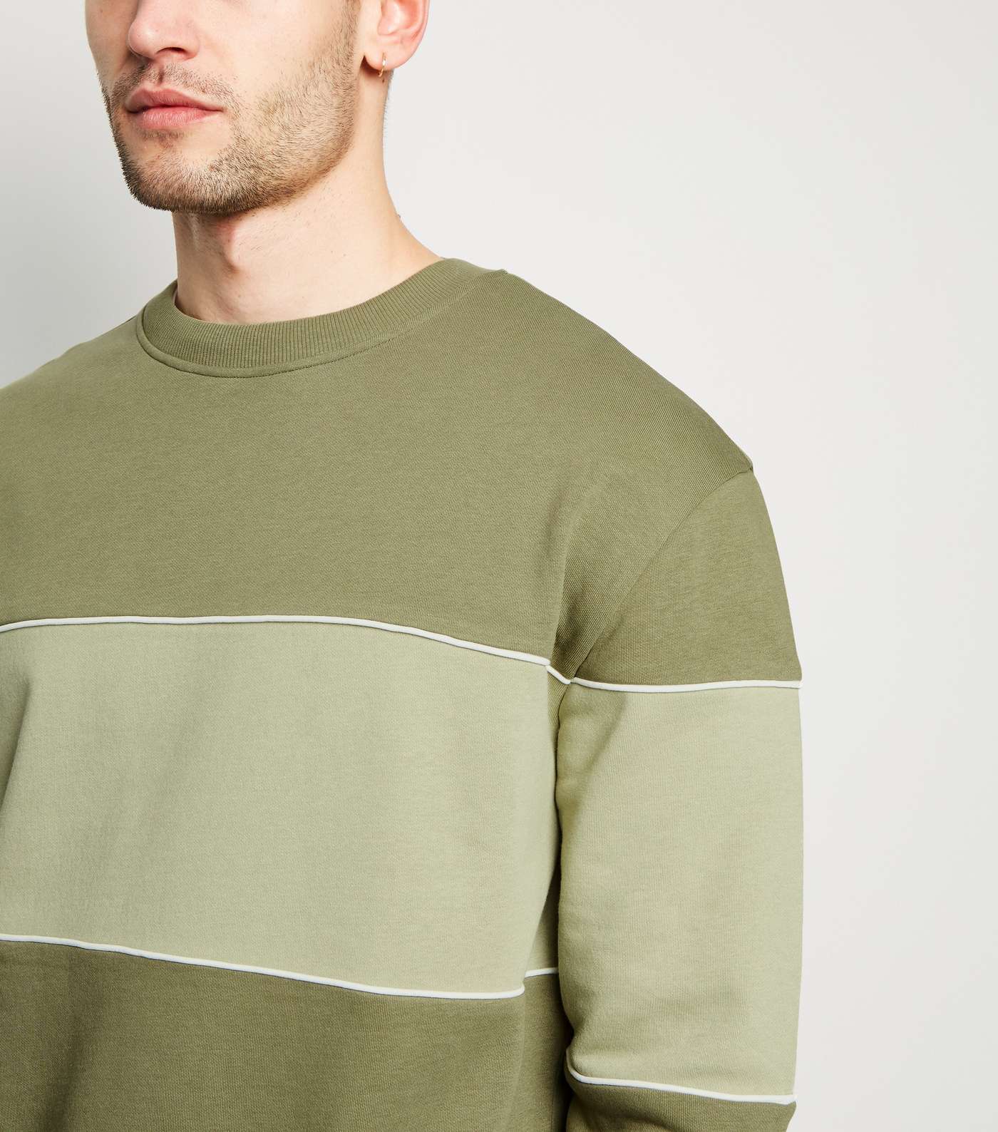 Olive Colour Block Sweatshirt Image 5