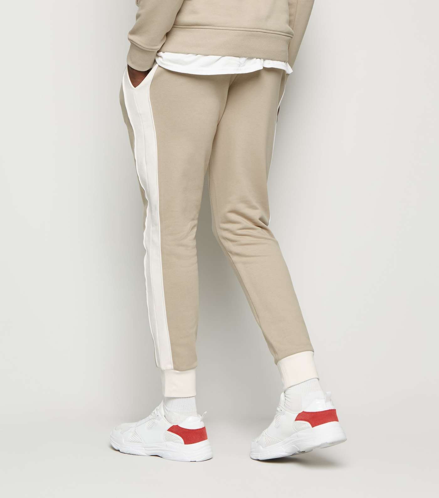 Stone Colour Block Piped Joggers Image 3