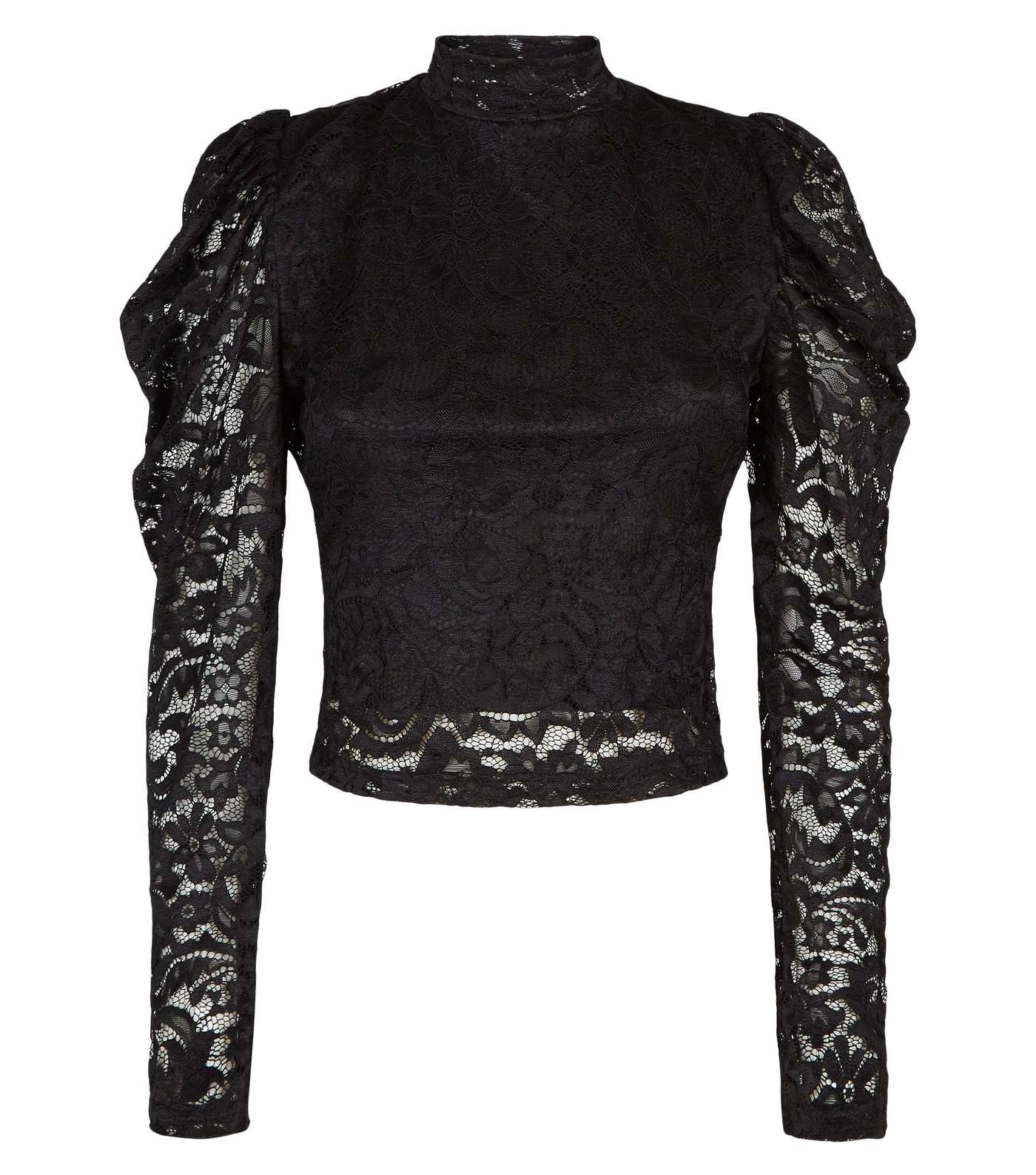 Cameo Rose Black Lace Puff Sleeve Top Image 4