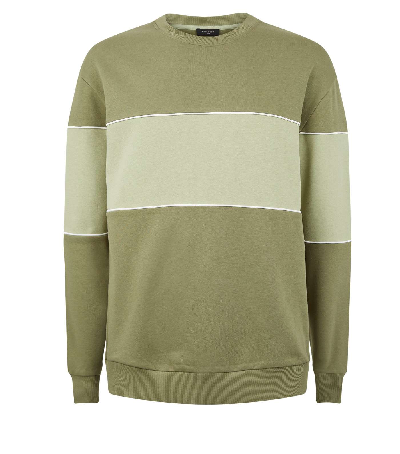 Plus Size Olive Colour Block Sweatshirt Image 4
