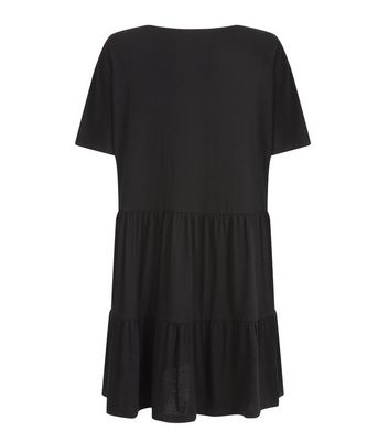 black mini smock dress
