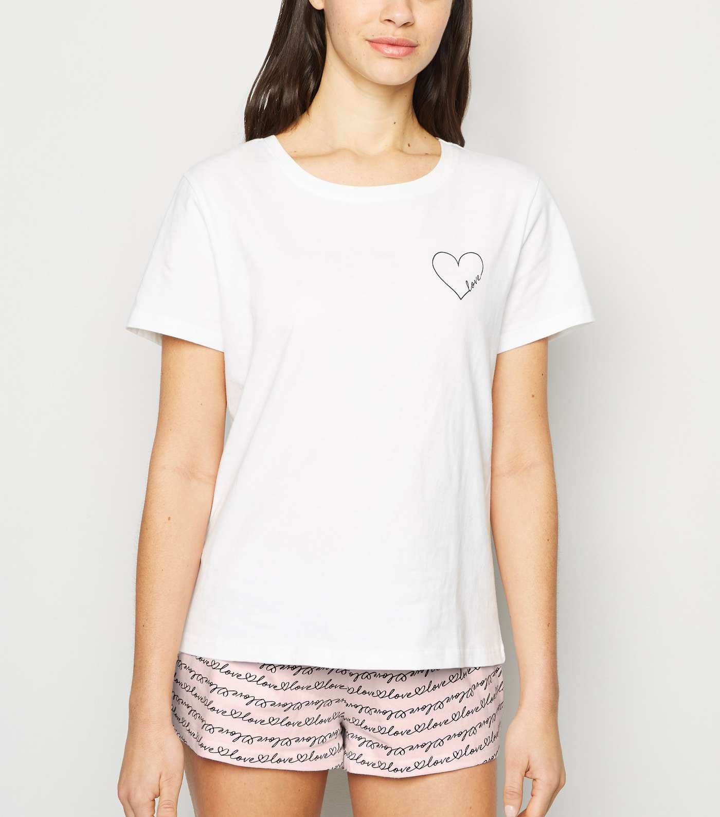 White Scribble Love Slogan Short Pyjama Set