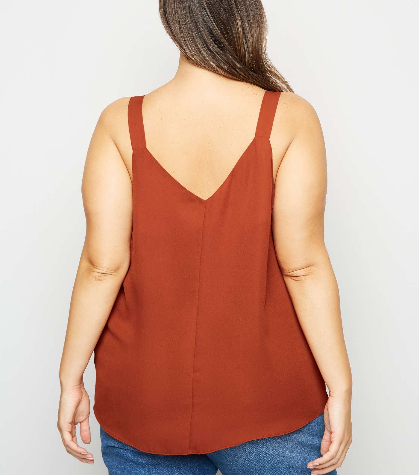 Curves Rust V Neck Strappy Cami  Image 3