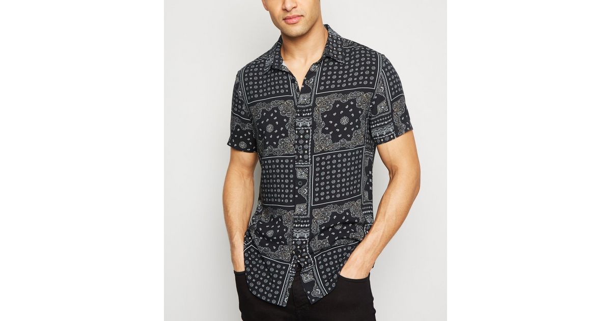 Black Bandana Paisley Print Shirt New Look