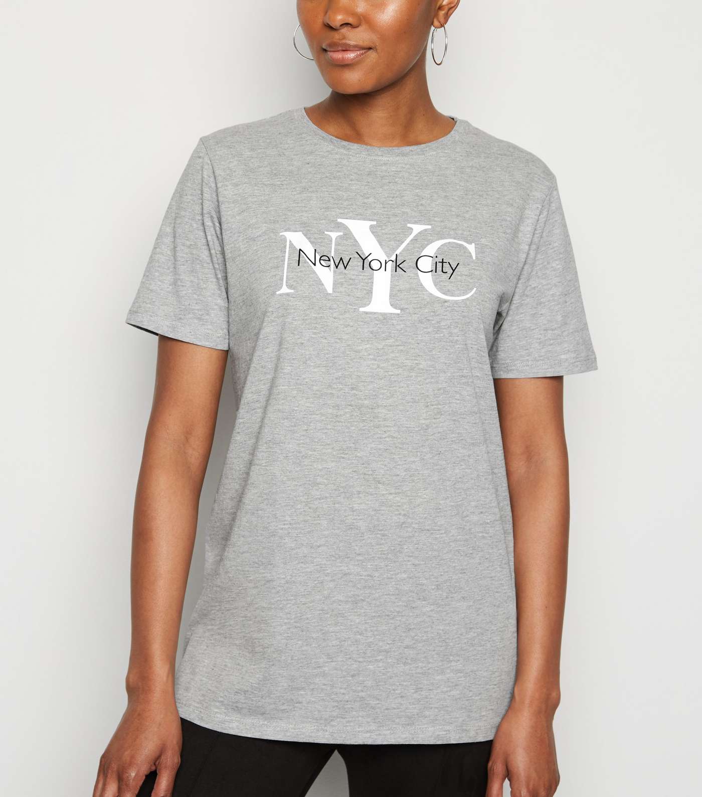 Grey Marl NYC Slogan T-Shirt