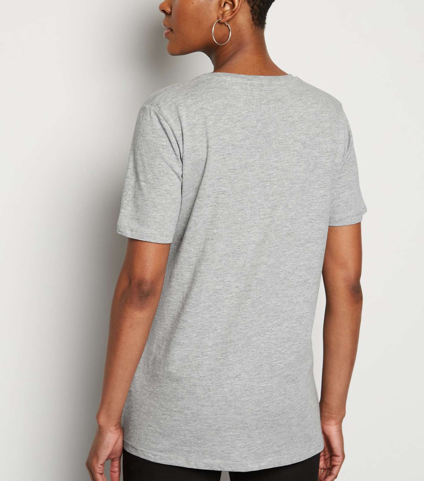 Grey Marl NYC Slogan T-Shirt Image 3