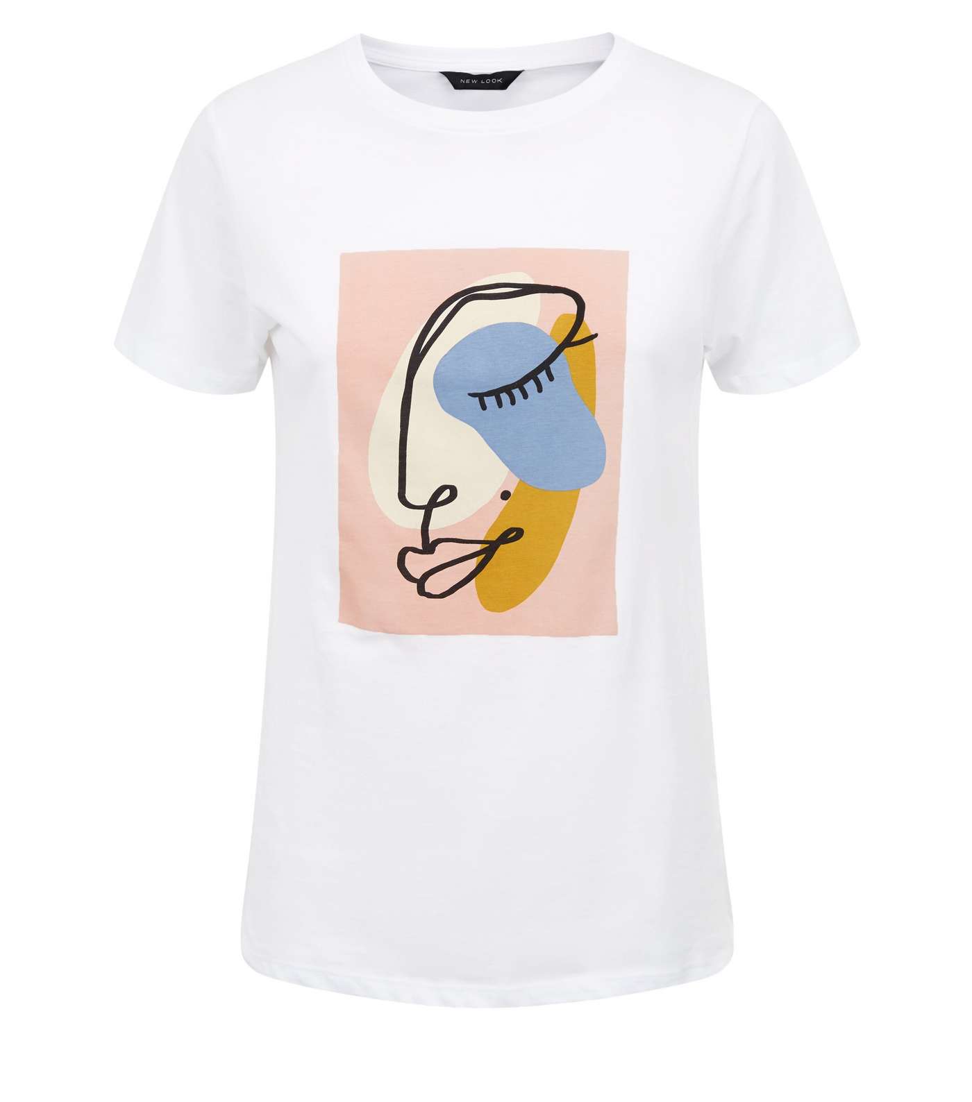 White Abstract Face Box Graphic T-Shirt Image 4