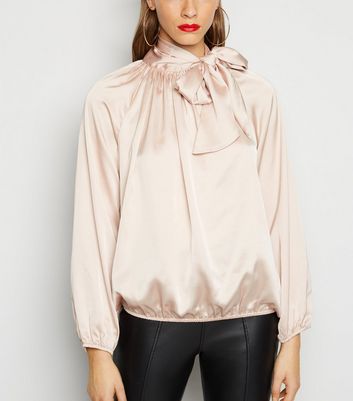 tie neck satin blouse