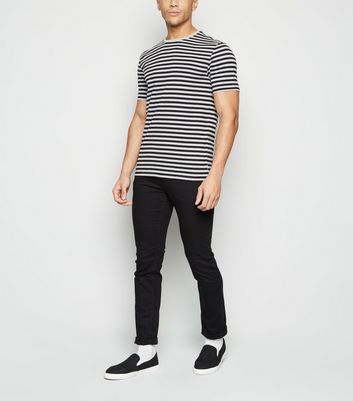 Image of Only & Sons Navy Stripe Crew Neck T-Shirt New Look