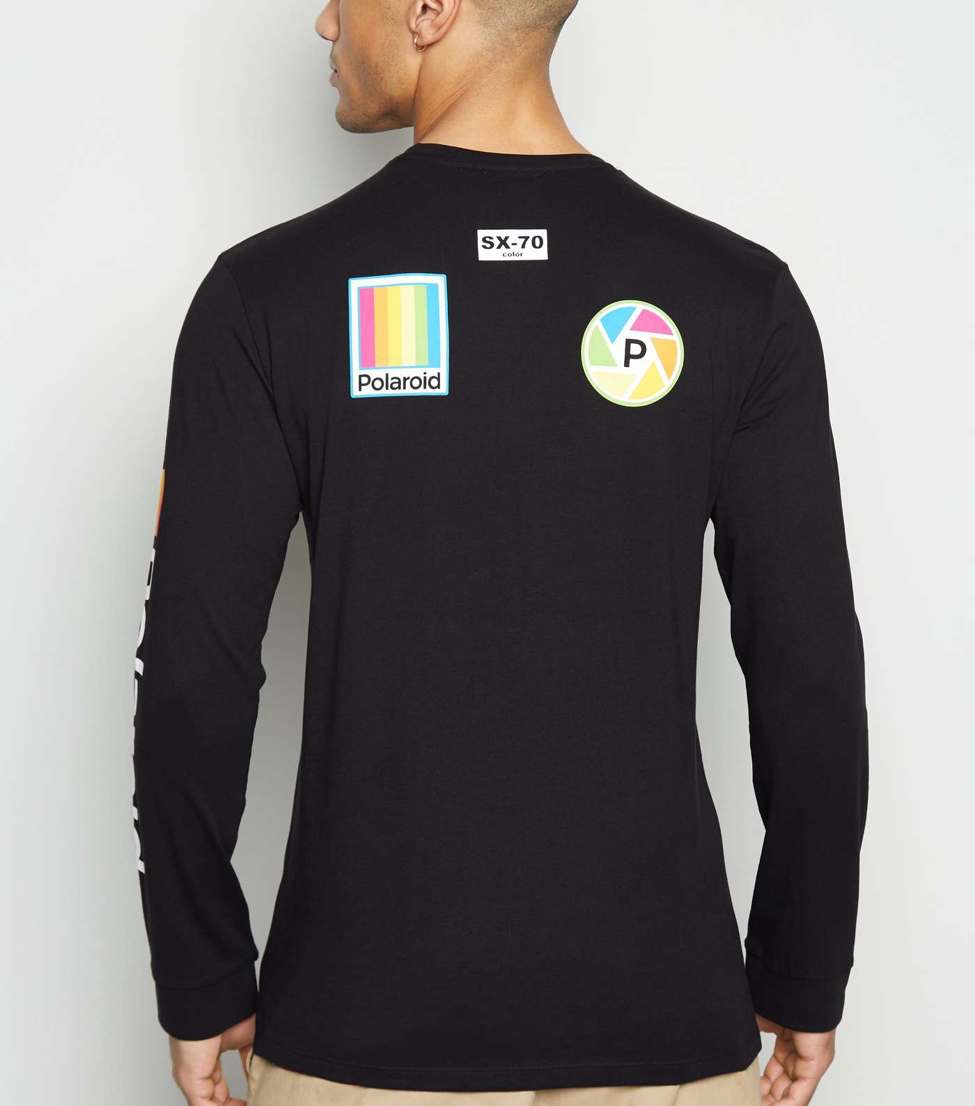 Only & Sons Black Polaroid Logo Long Sleeve Top  Image 3